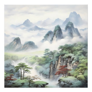 Foto Montanhas pintura asiática