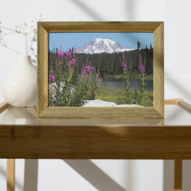 Foto Monte Rainier e Flores Selvagens Paisagem Cênica (In Situ Framed)