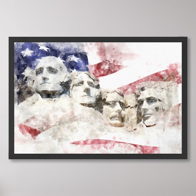 Foto Monte Rushmore com a bandeira americana acenando (Criador carregado)