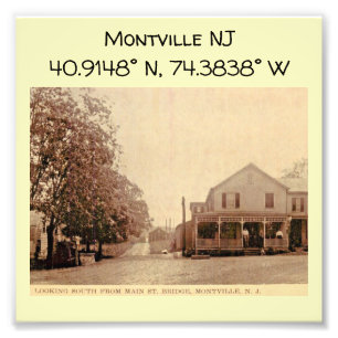Foto Montville NJ Map Coordena o Estilo de Vintage