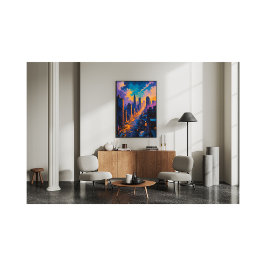 Foto Moody Cityscape em Dusk com luzes de neon