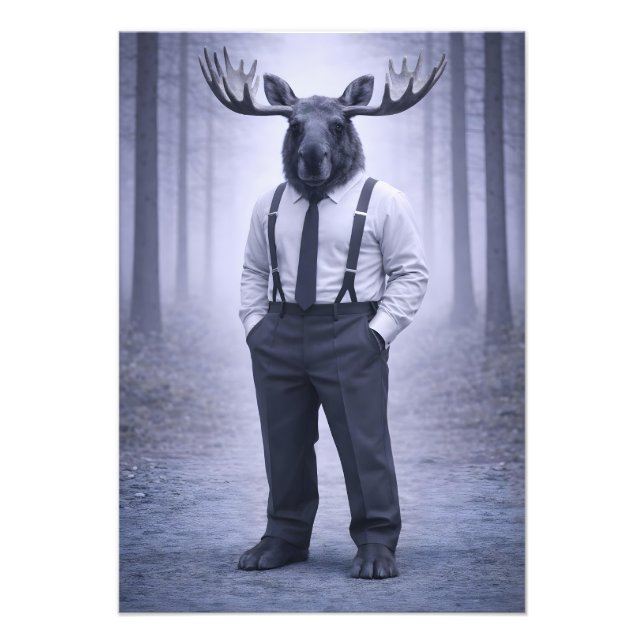 Foto Moose in Classic Suspenders – Silent Forest Portra (Frente)