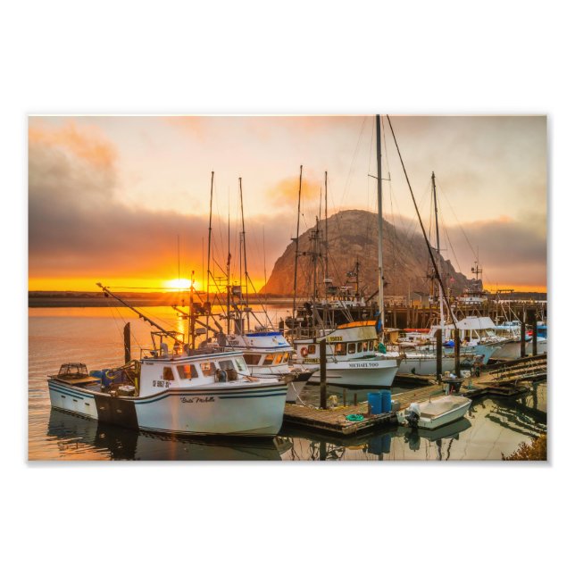 Foto Morro Bay Harbor No Sunset Photo Impressão (Frente)