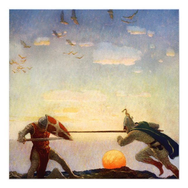 Foto "Morte do Rei Arthur e Sir Mordred" pelo NC Wyeth (Frente)