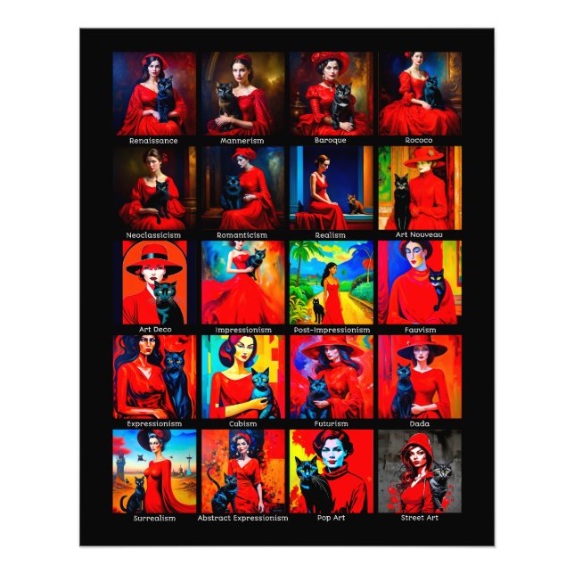 Foto Movimentos de Arte Preta de Vestido Vermelho (Frente)