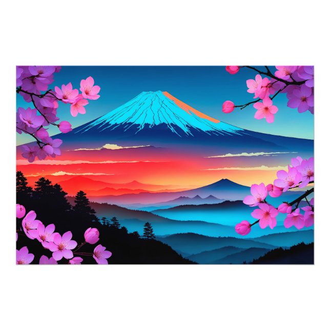 Foto Mt. Fuji Cherry Blossom Landscape Art Impressão (Frente)