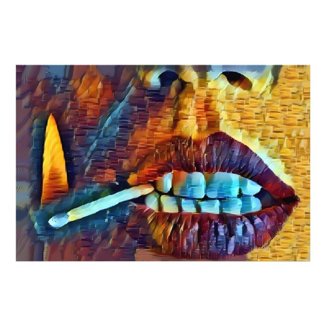 Foto Mujer con Cerilla en la Boca (Frente)