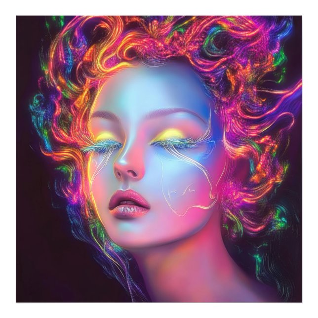 Foto Mulher alienígena com cabelo cósmico (Frente)