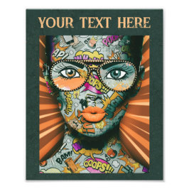 Foto Mulher artística de rua com letra no rosto