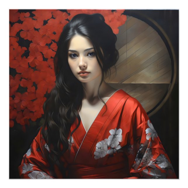Foto Mulher Asiática Quimono Vermelho (Frente)
