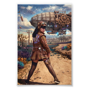 Foto Mulher Aviadora de Dirigível Steampunk Vintage