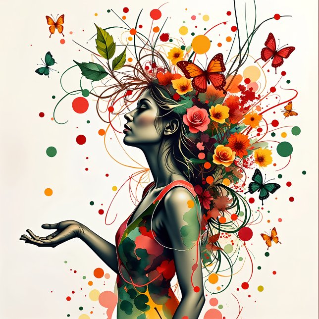 Foto Mulher com borboletas e flores (1 de 4) (Criador carregado)