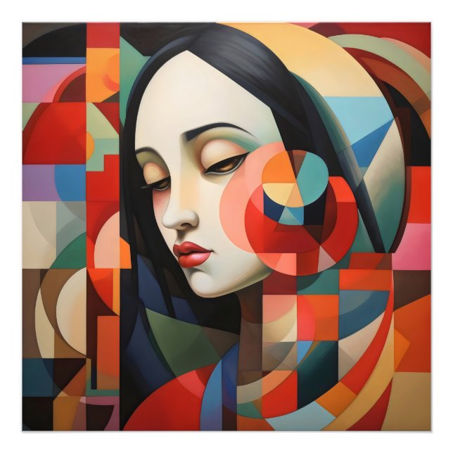 Foto Mulher Cubismo Abstrato Art (Frente)