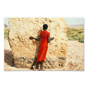 Foto Mulher embelezando a natureza em um vestido vermel