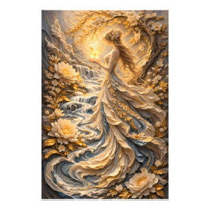 Foto Mulher Flor de Fantasia da Deusa Peônia Dourada A