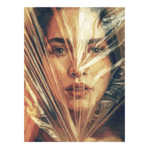 Foto Mulher Misteriosa por trás da Arte a Óleo Impasto