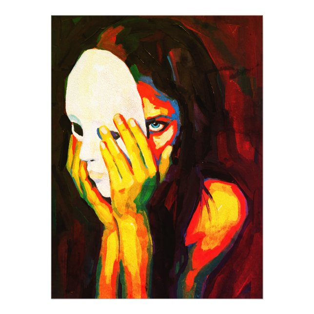 Foto Mulher Misteriosa Segurando Máscara Arte Dramática (Frente)