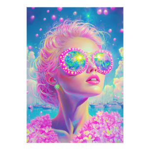 Foto Mulher Neon Glamorosa com Óculos Espumantes