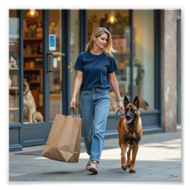 Foto Mulher vestindo camiseta azul escura no pescoço