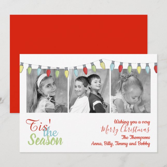 Foto múltipla do Cartões de foto de Natal das luze (Frente/Verso)