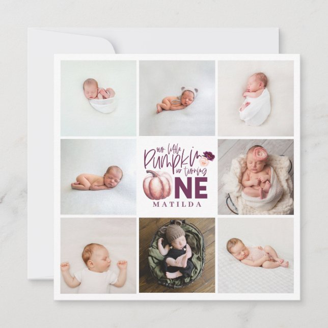 foto multiprimeiro aniversario púrpura de abóbora (Frente)