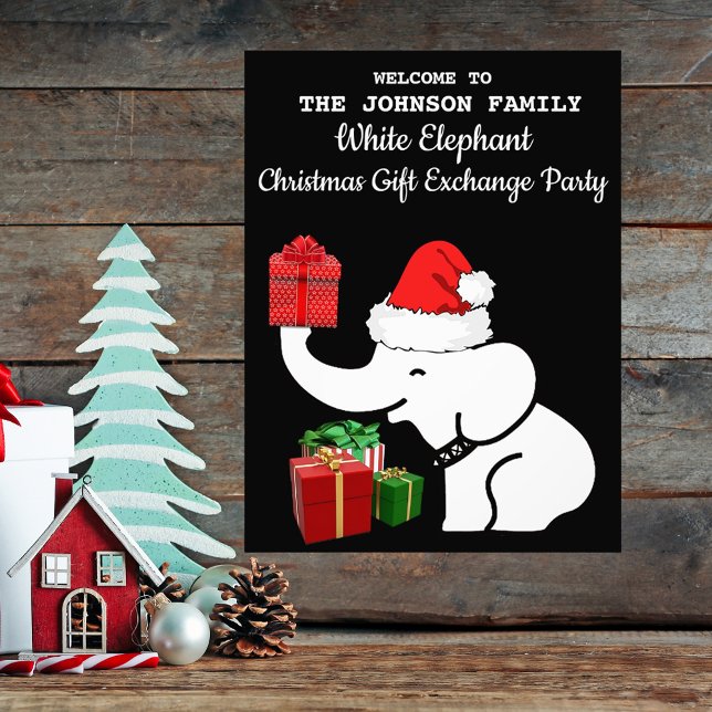 Foto Muro do Partido da Troca de Presentes de Natal com (White Elephant Christmas Gift Exchange Party Wall Photo Print)