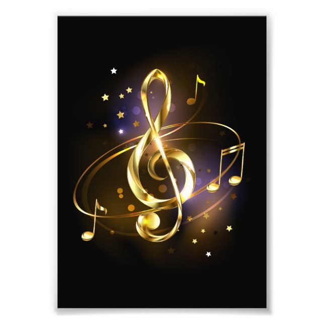Foto Música em clave de sol dourada (Frente)