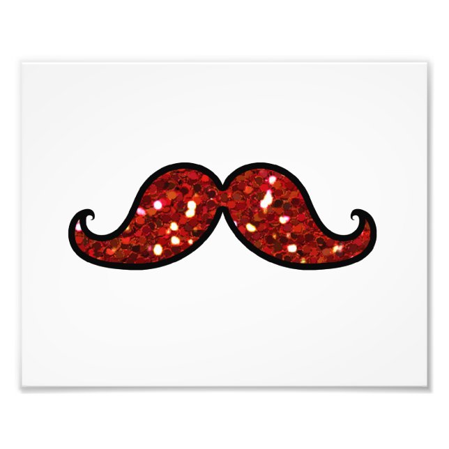 FOTO MÚSTACHE VERMELHO FUNCIONADO IMPRESSO GLITTER (Frente)