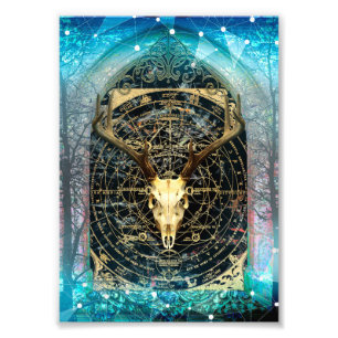 Foto Mystical Stag Skull Dark Fairytale Art Impressão
