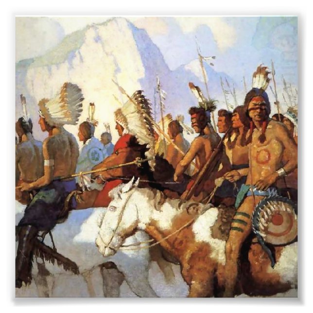 Foto N C Wyeth Western Painting "O Partido da Guerra" (Frente)