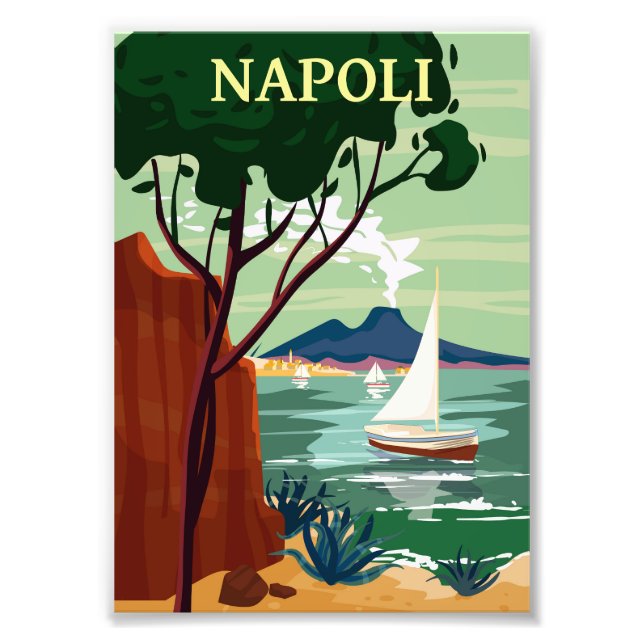 Foto Nápoles Retro Poster de viagens Italia (Frente)