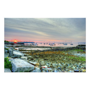 Foto nascer do sol sobre o porto do rockland