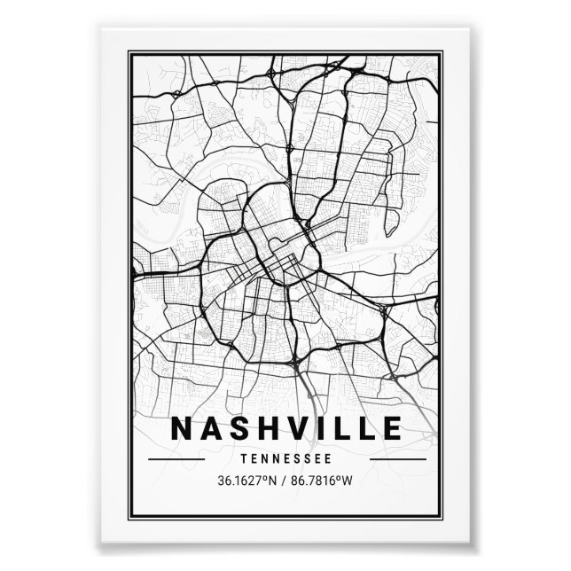 Foto Nashville - Mapa da Cidade do Tennessee Ligth (Frente)