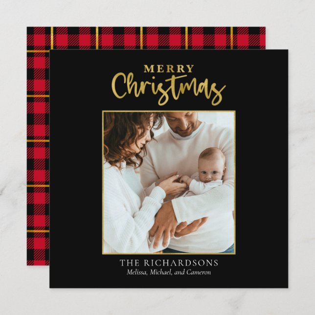 Foto Natal Gold Foil Script Modern Family (Frente/Verso)