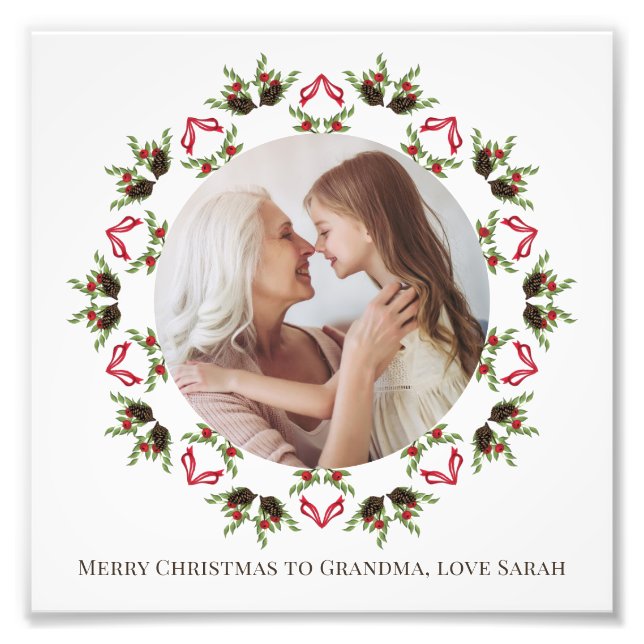 Foto Natal Greenery Holly Berries Foliage Wreath (Frente)