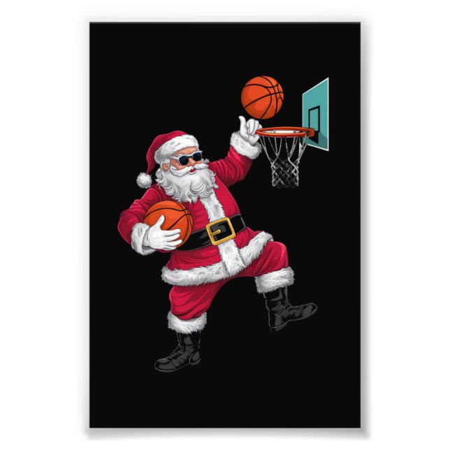Foto Natal Papai Noel Dunking Um Xmas De Basquete (Frente)