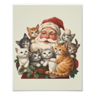 Foto Natal Retro Papai Noel & Gatinhos Inverno de Natal