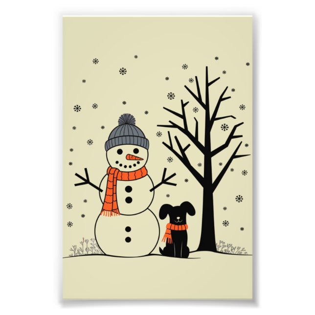 Foto Natal Snowman Xmas Dog Winter (Frente)