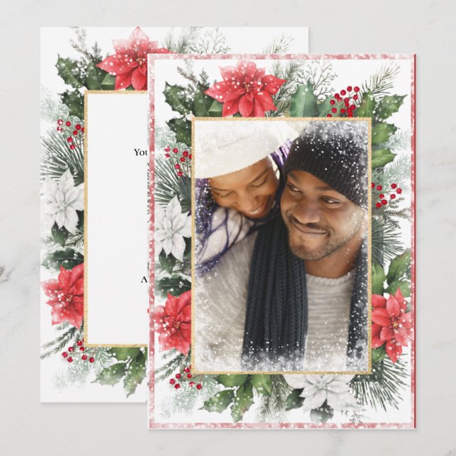 Foto Natal Xmas Férias Neve Cartão (Frente/Verso)