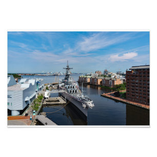 Foto nave de batalha USS Wisconsin BB-64 Harbor View
