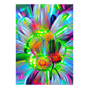 Foto Neon Abstrato Daisies com cores vívidas