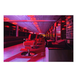 Foto Neon barbershop digital painting print