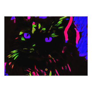 Foto Neon Black Cat com olhos brilhantes