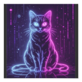 Foto **Neon Cat Design – Glowing Futuristic Feline Art*