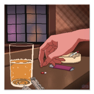 Foto Neon Genesis Evangelion Pixel Art Impressão