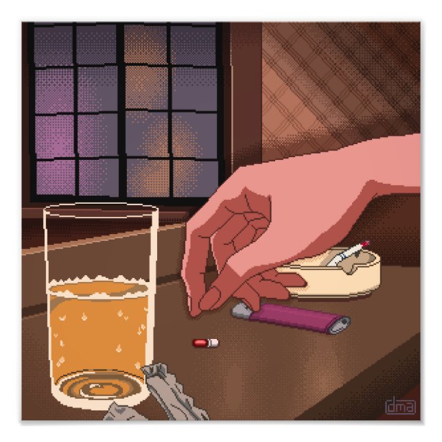 Foto Neon Genesis Evangelion Pixel Art Impressão (Frente)