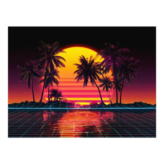 Foto Neon Grid Palm Sunset (Frente)
