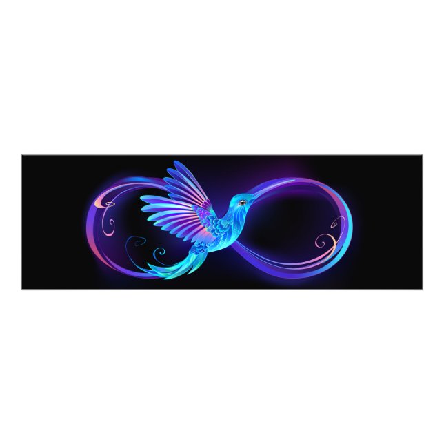 Foto Neon Infinity Symbol with Glowing Hummingbird (Frente)
