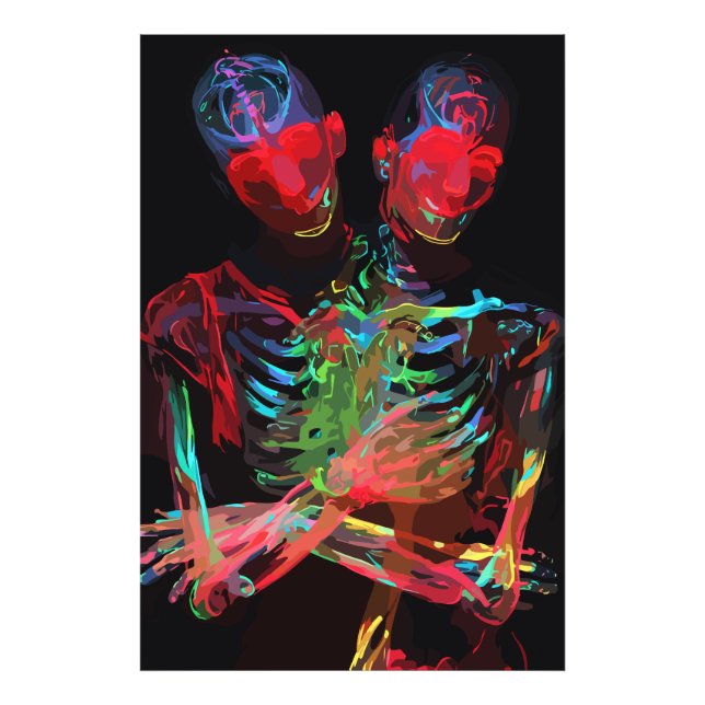 Foto Neon Skeleton Embrace Art Fusion (Frente)