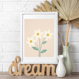 Foto Neutral Wall Art, White Beige Floral Illustration